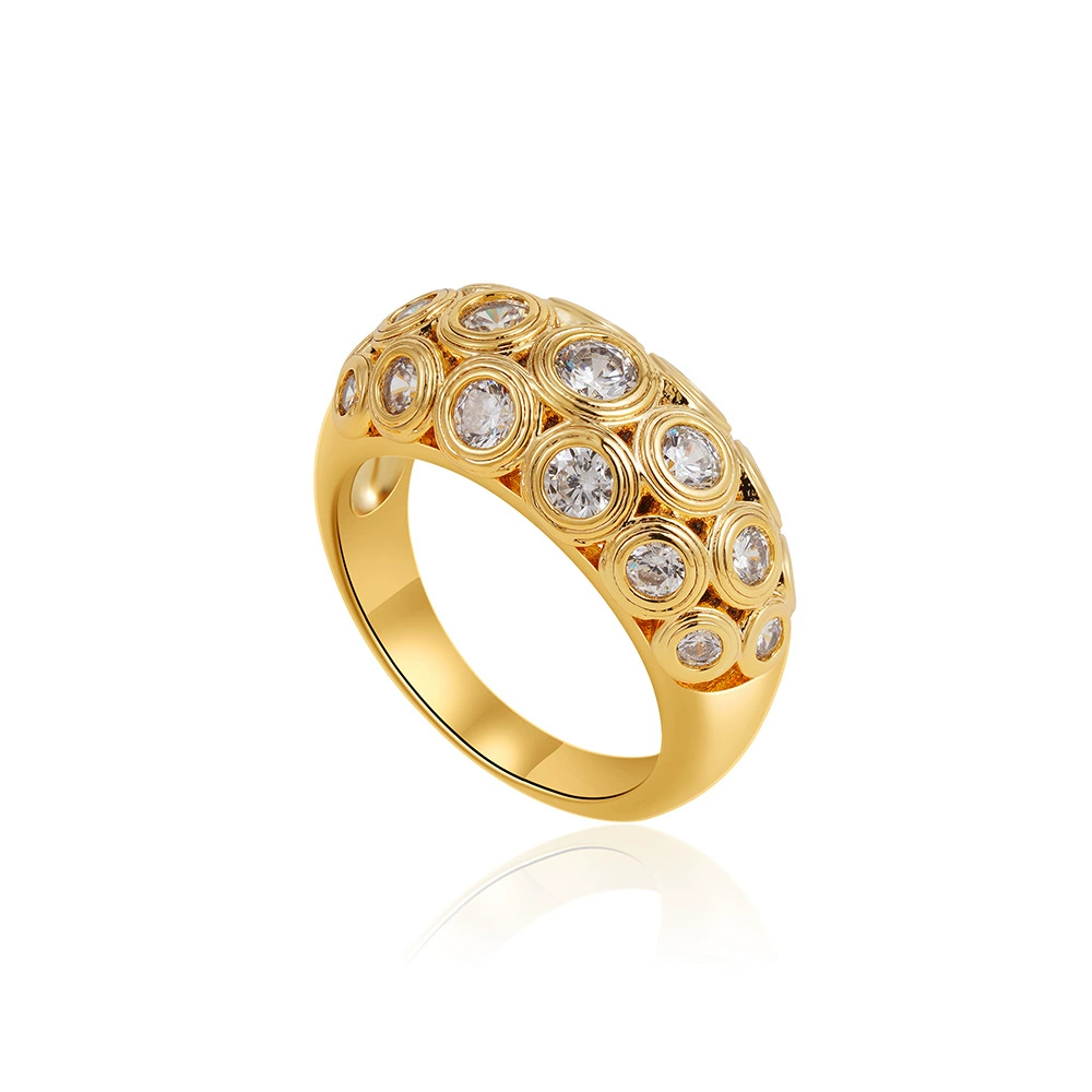 Glistening 18K Gold & Cubic Zirconia Statement Ring