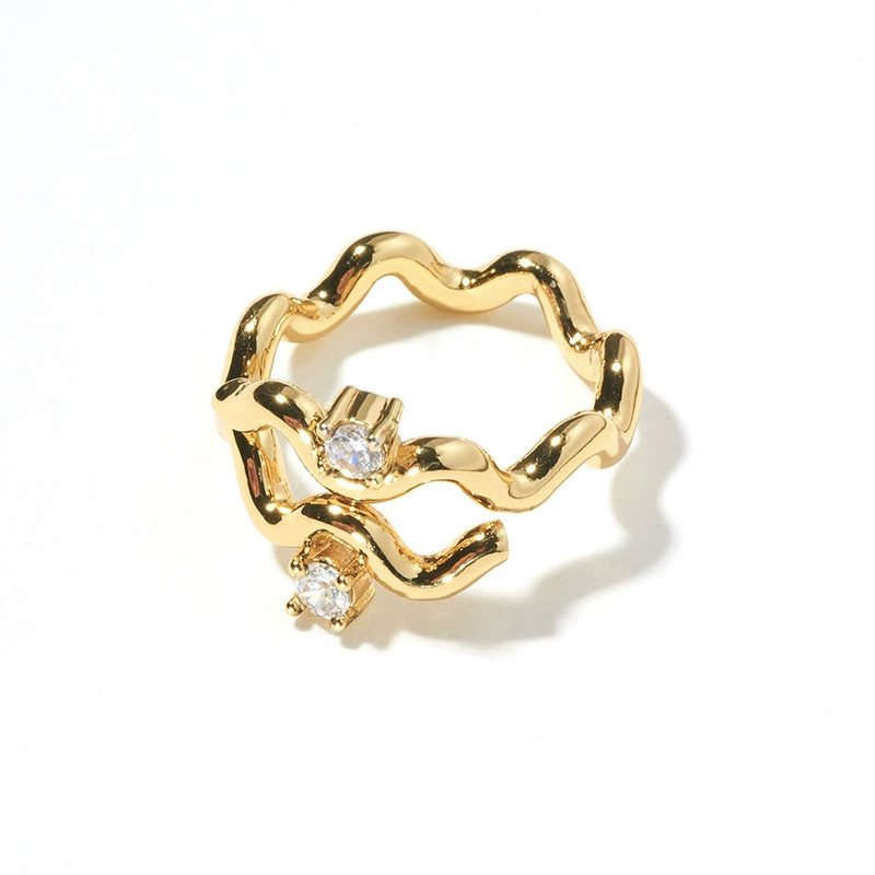 Adjustable 3D Zircon-Embellished Open Ring